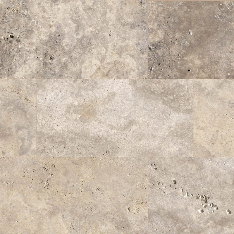 Silver Travertine Tumbled Pavers 8x16 by MSI Surfaces