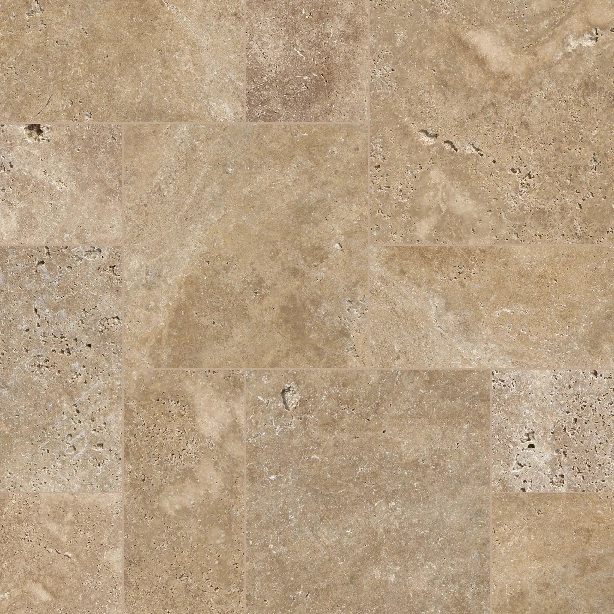 Tuscany Walnut Tumbled Pattern Travertine Pavers close up
