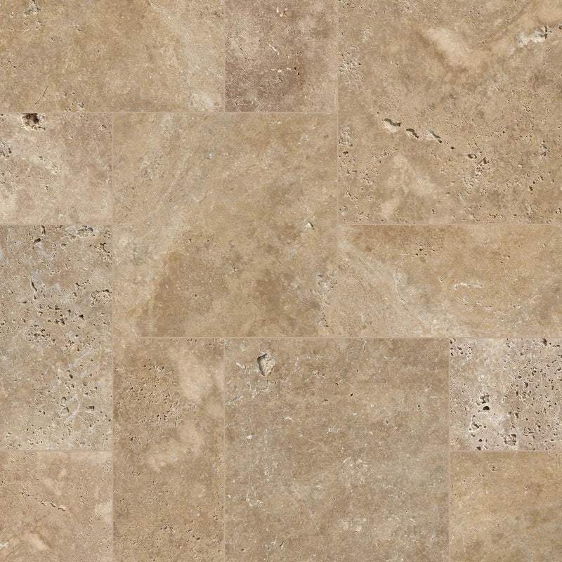 Tuscany Walnut Tumbled Pattern Travertine Pavers close up