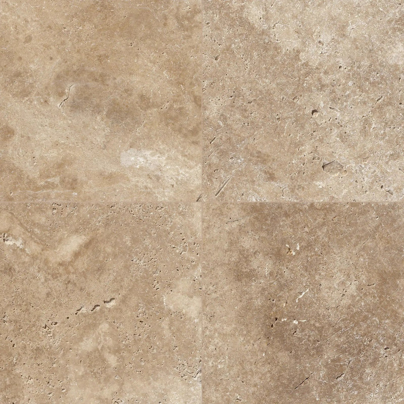 Tuscany Walnut Tumbled Travertine Pavers 16x16 close up