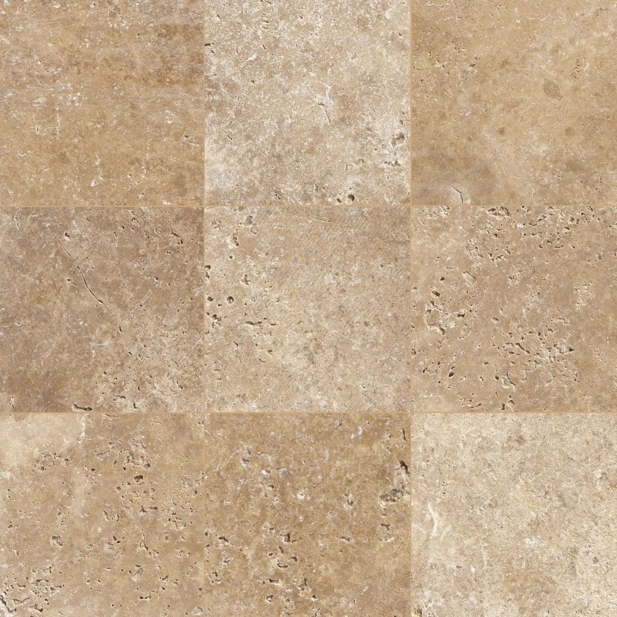 Tuscany Walnut Tumbled Travertine Pavers 8x8 close up