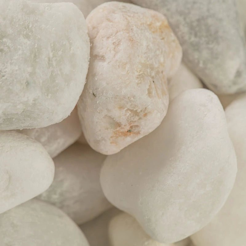 Himalaya White Pebbles Natural Marble Pavers 4.50 inch angled view