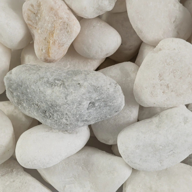 Himalaya White Pebbles Natural Marble Pavers 0.00 inch close up