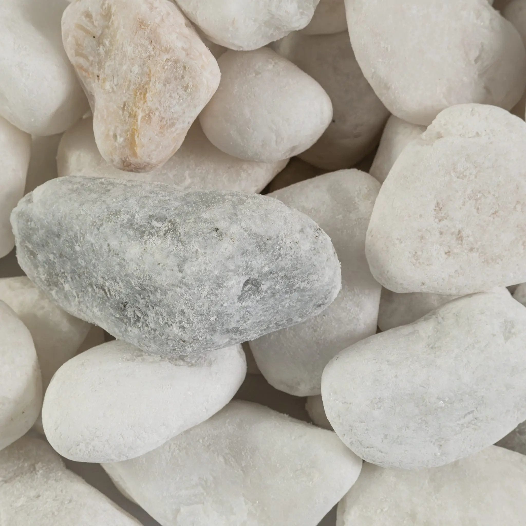 Himalaya White Pebbles Natural Marble Pavers 4.49 inch close up