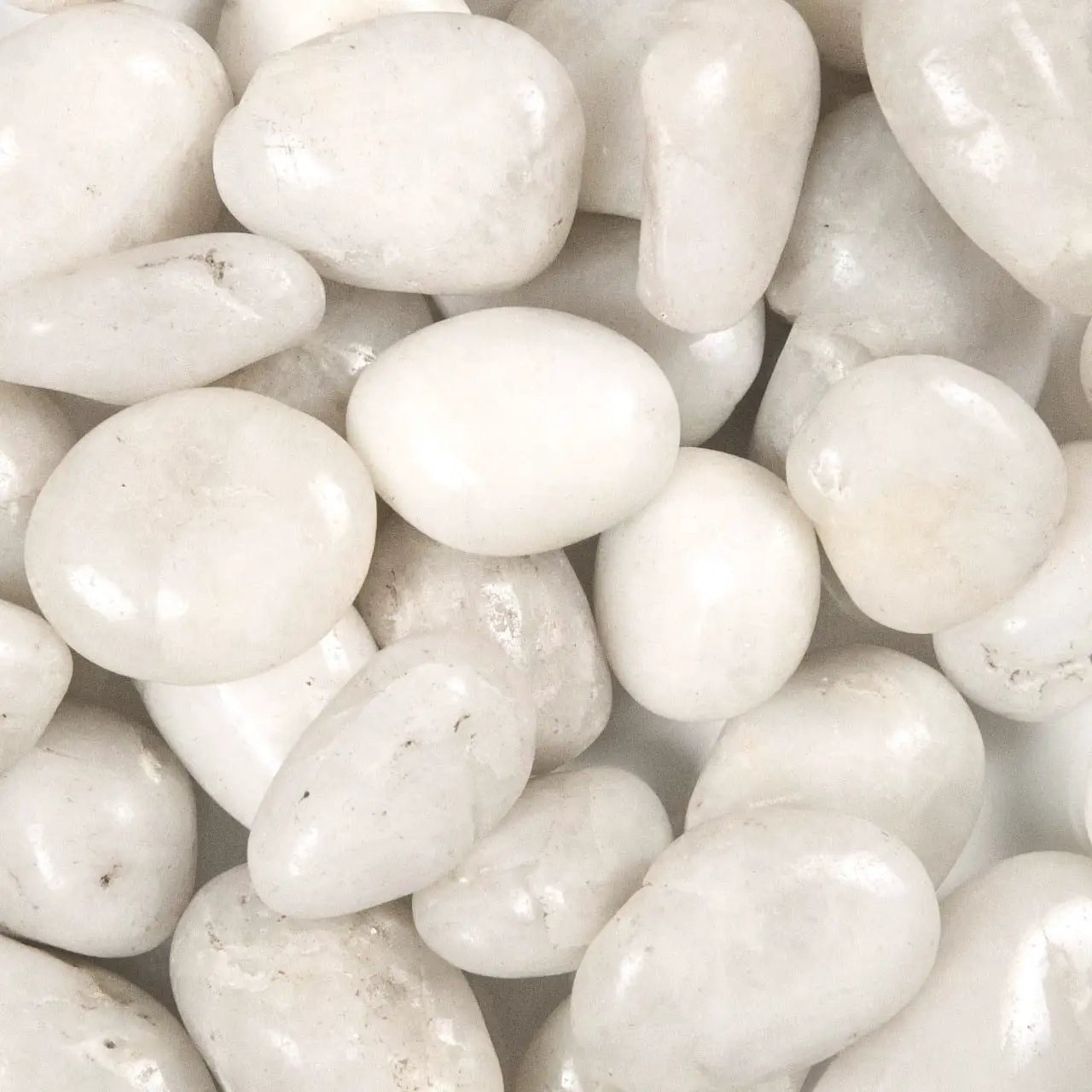 White Polished Pebbles Marble Pavers 4.50 inch close up