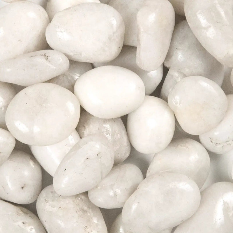 White Polished Pebbles Marble Pavers 4.50 inch close up