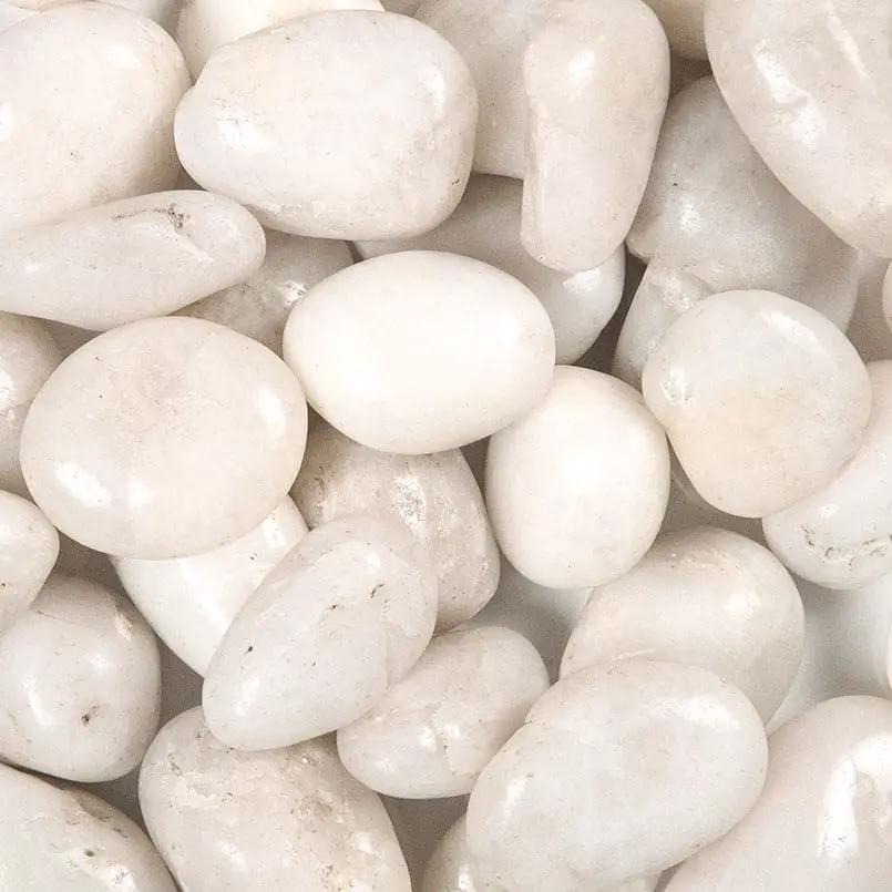 White Polished Pebbles Marble Pavers 4.50 inch close up