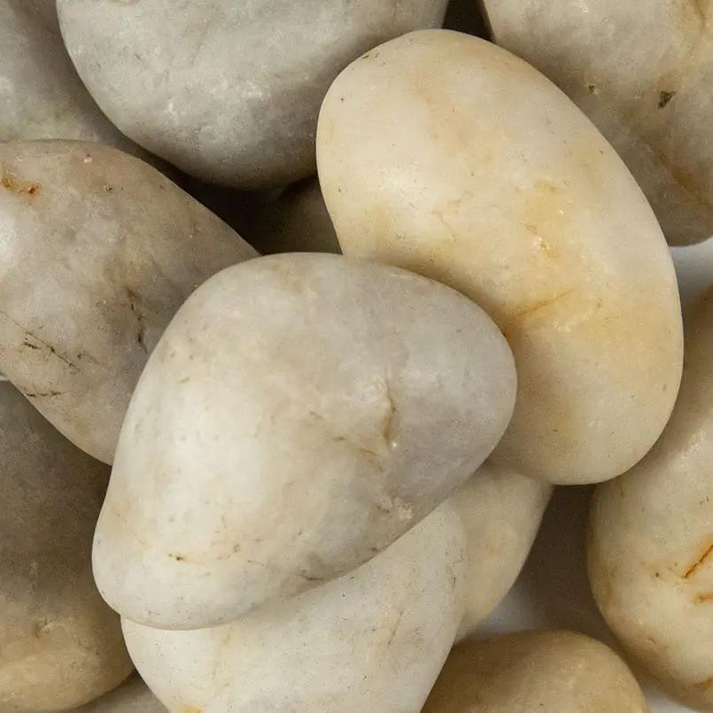 White Polished Pebbles Marble Pavers 0.00 inch close up