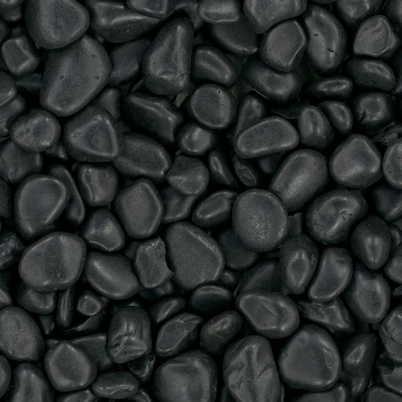 Black Polished Pebbles Quartzite Pavers 4.50 inch close up