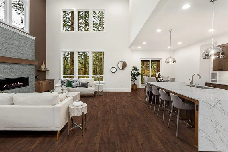 Mountain Bluestone Split Face Sandstone Pavers 6x12 in a finished room