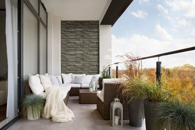 Copen Ash Natural Cement Pavers in a finished room