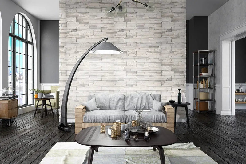 Copen Snow Natural Cement Pavers in a finished room