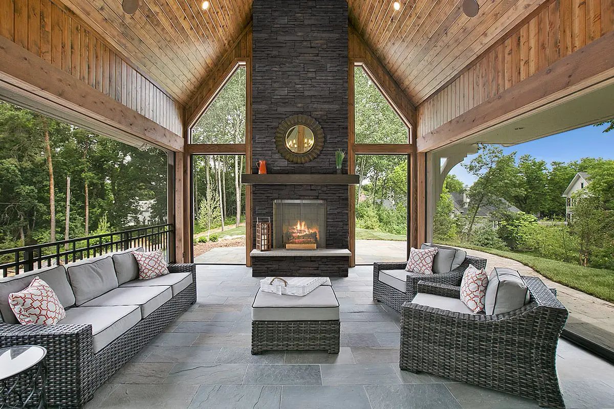Denali Anthracite Natural Cement Pavers in a finished room