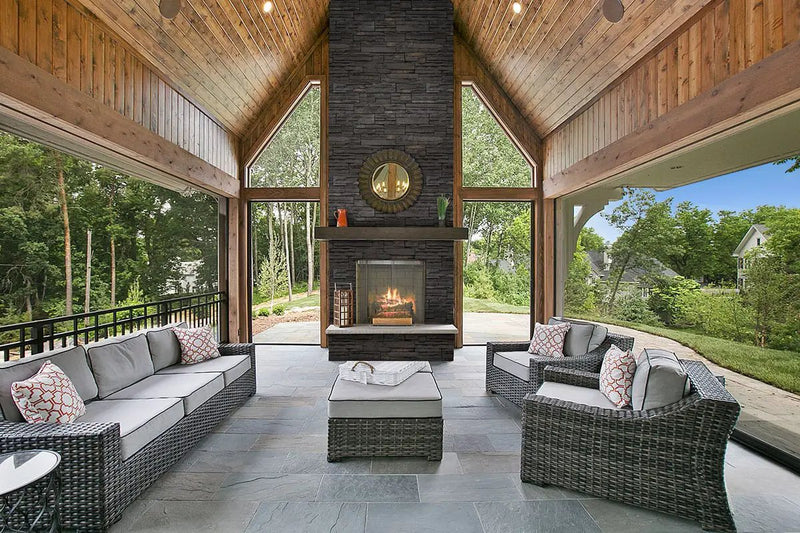 Denali Anthracite Natural Cement Pavers in a finished room