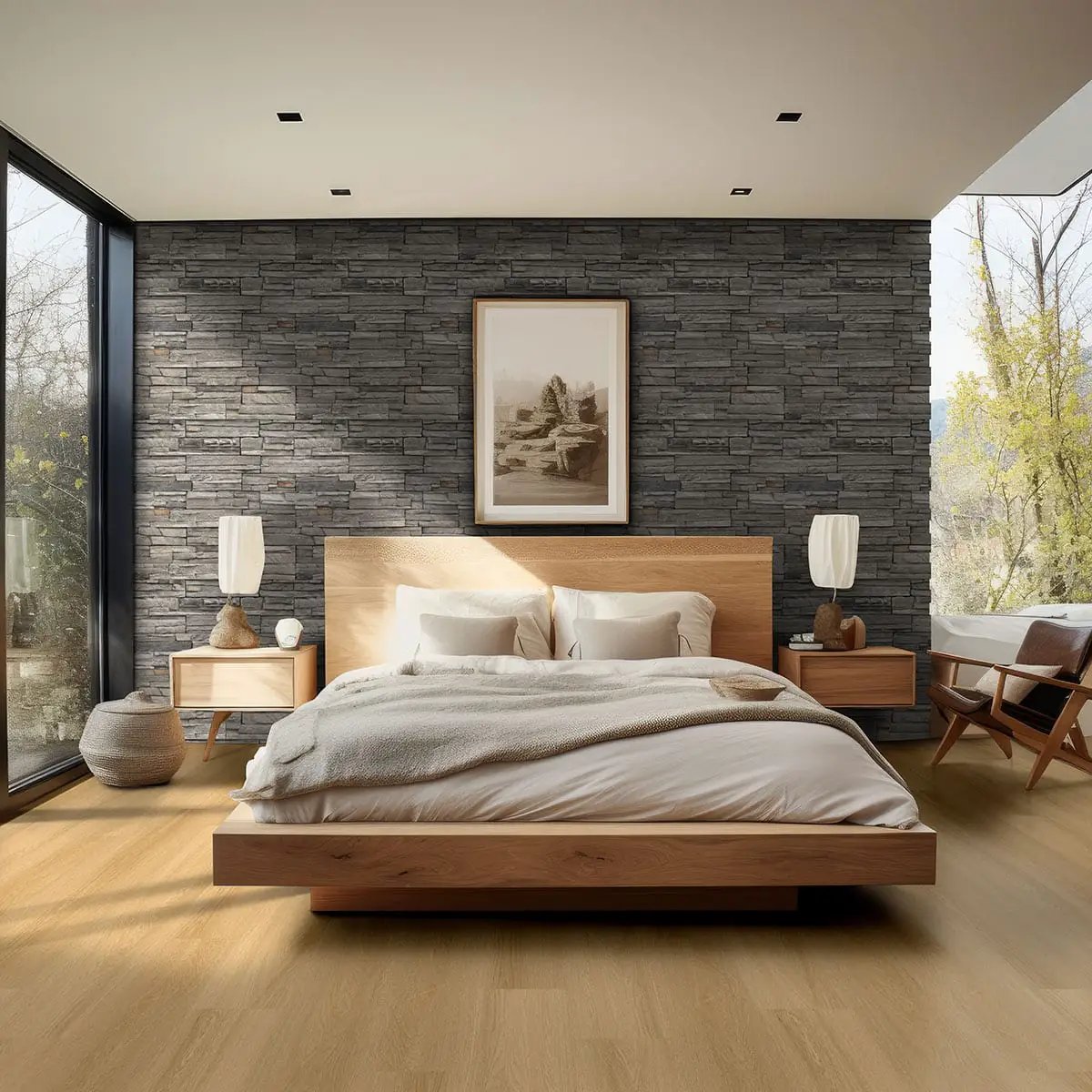Denali Gray Natural Cement Pavers in a finished room