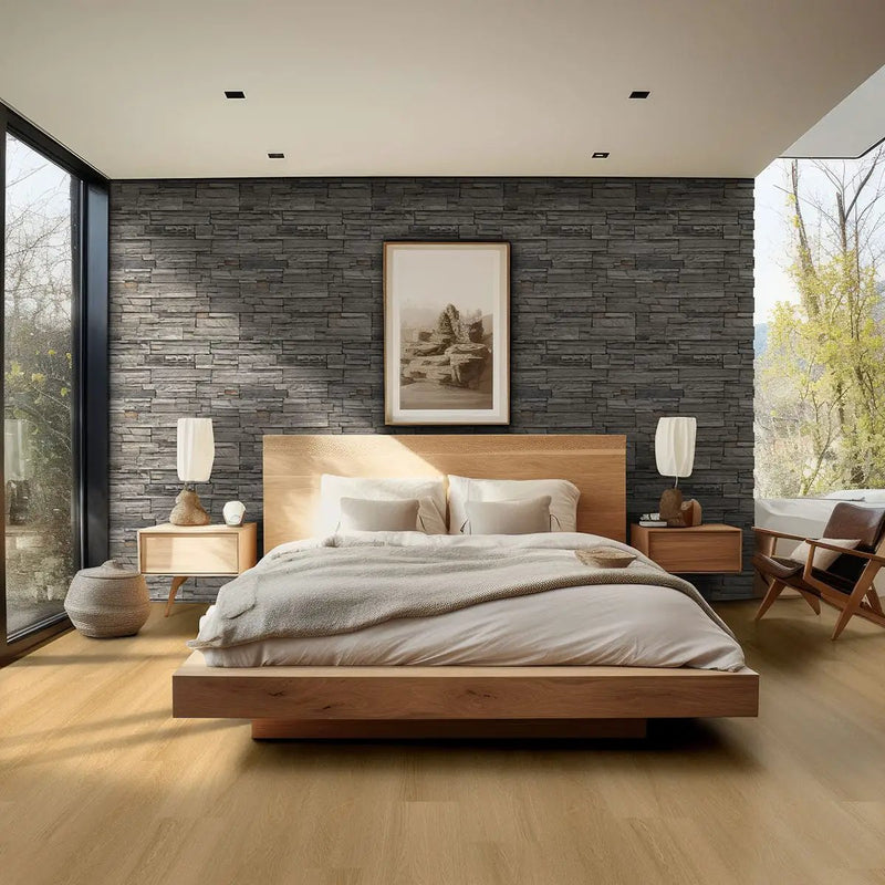 Denali Gray Natural Cement Pavers in a finished room