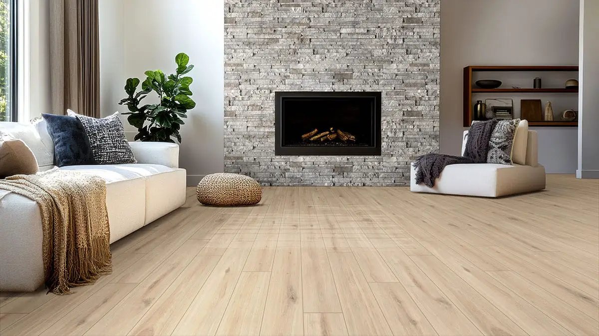 Knoxville Gray Natural Cement Pavers 2 in a finished room