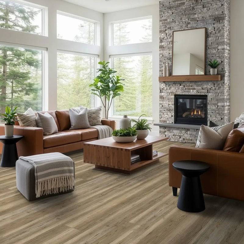 Knoxville Gray Natural Cement Pavers 2 in a finished room