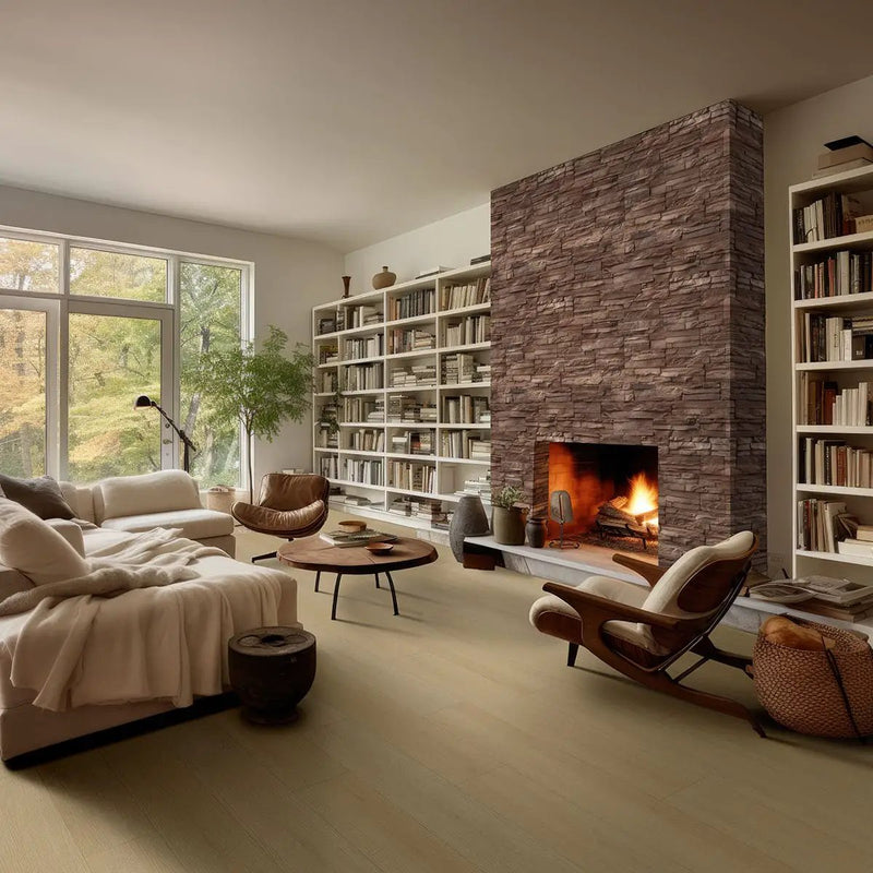 Peninsula Earth Natural Cement Pavers in a finished room