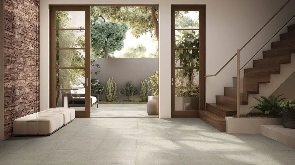 Peninsula Earth Natural Cement Pavers in a finished room