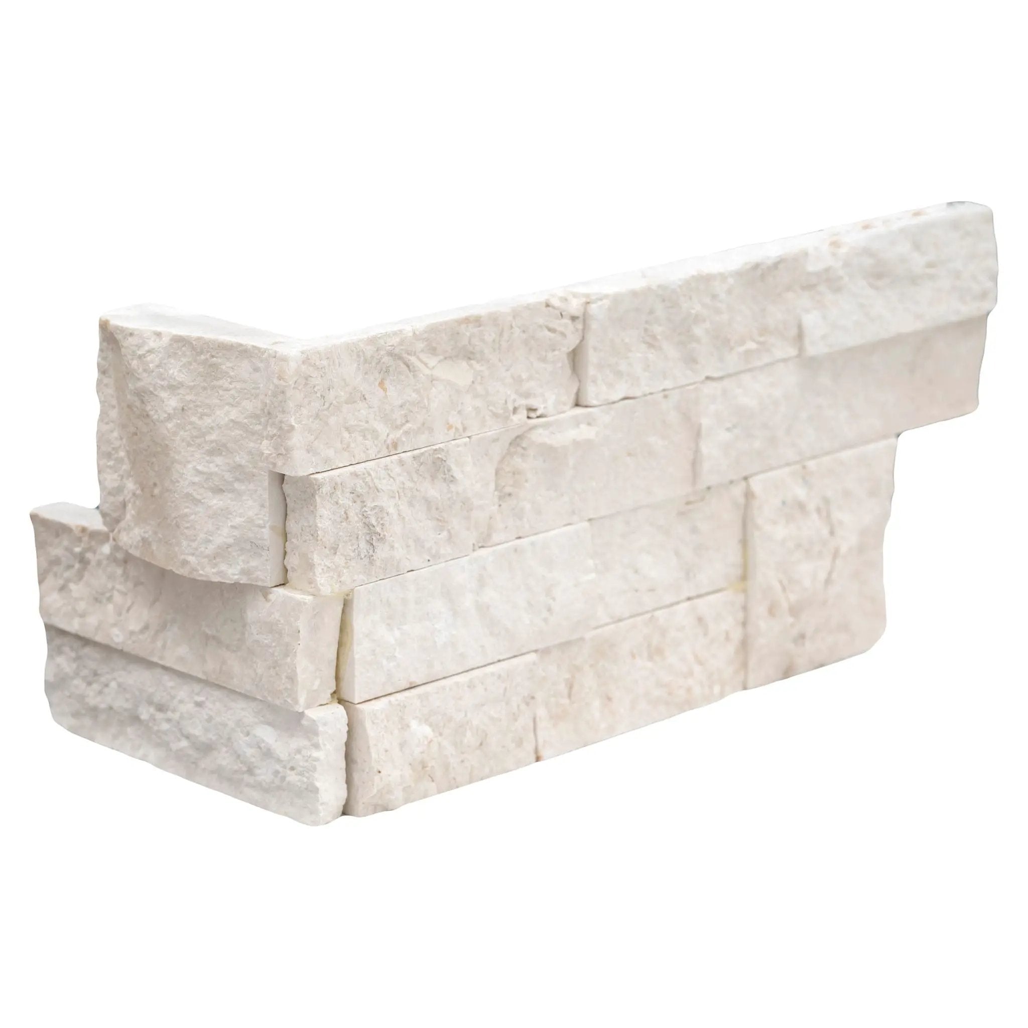 Mayra White Split Face Limestone Pavers 6x12 close up