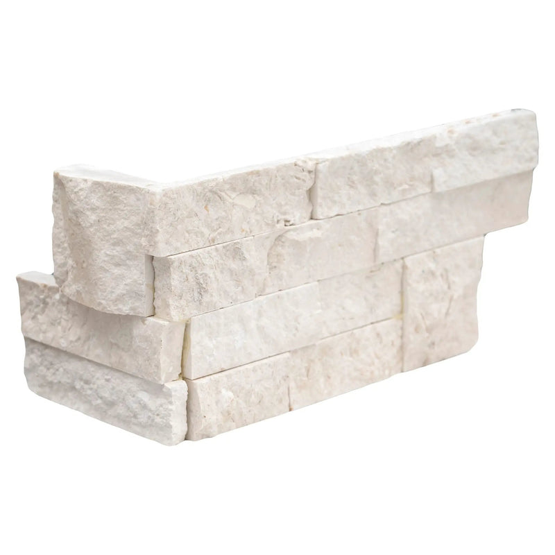 Mayra White Split Face Limestone Pavers 6x12 close up