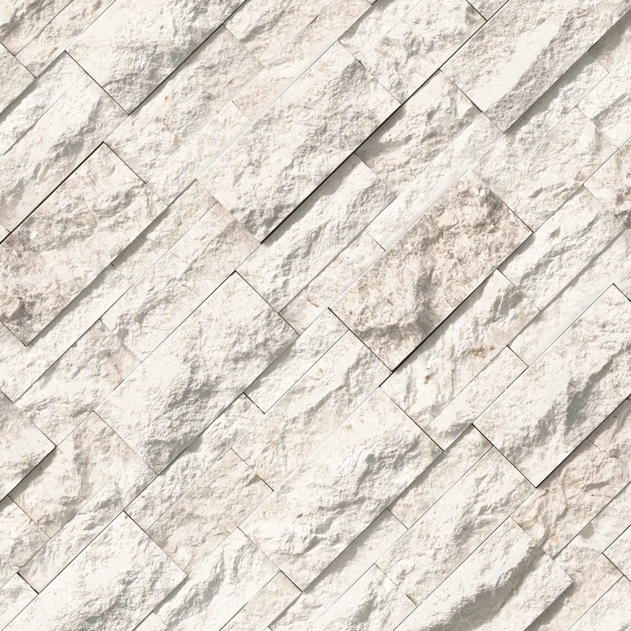 Mayra White Xl Split Face Corner Limestone Pavers 9x12 angled view