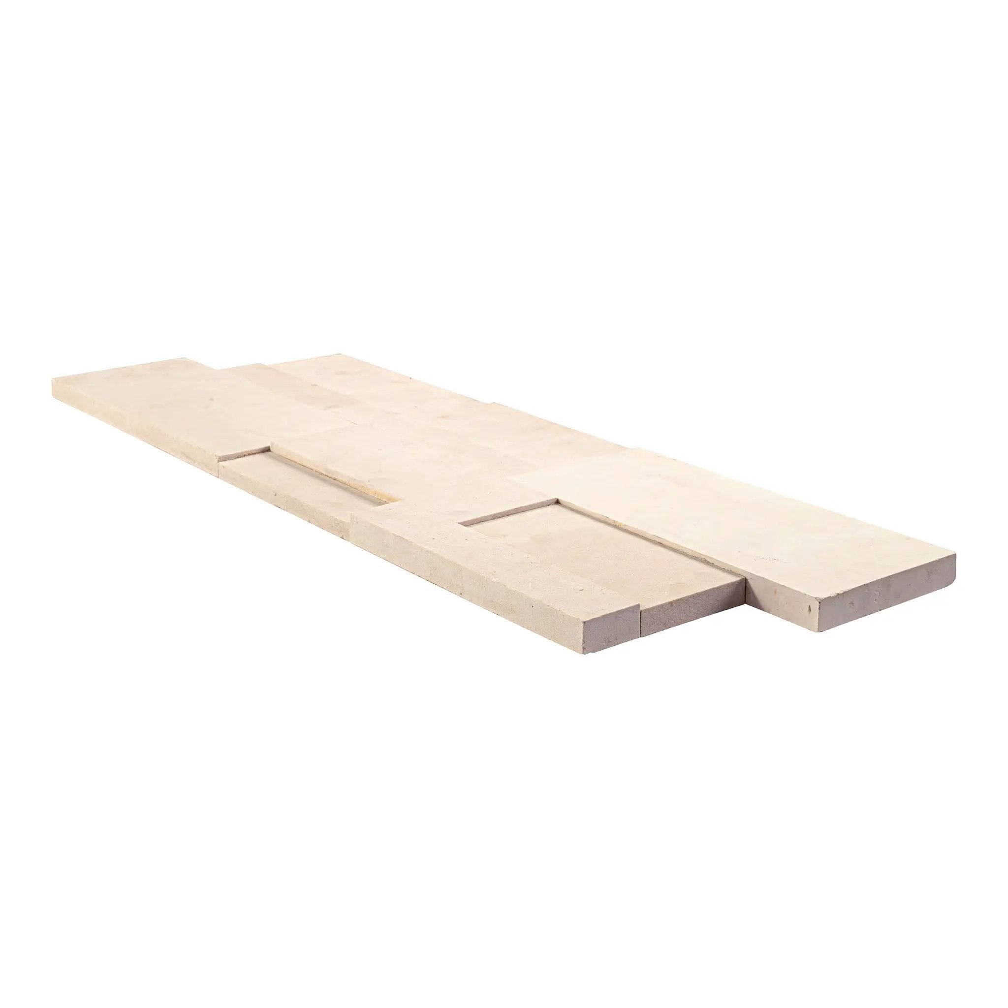 Taja Cream 3d Honed Corner Limestone Pavers 9x18 angled view