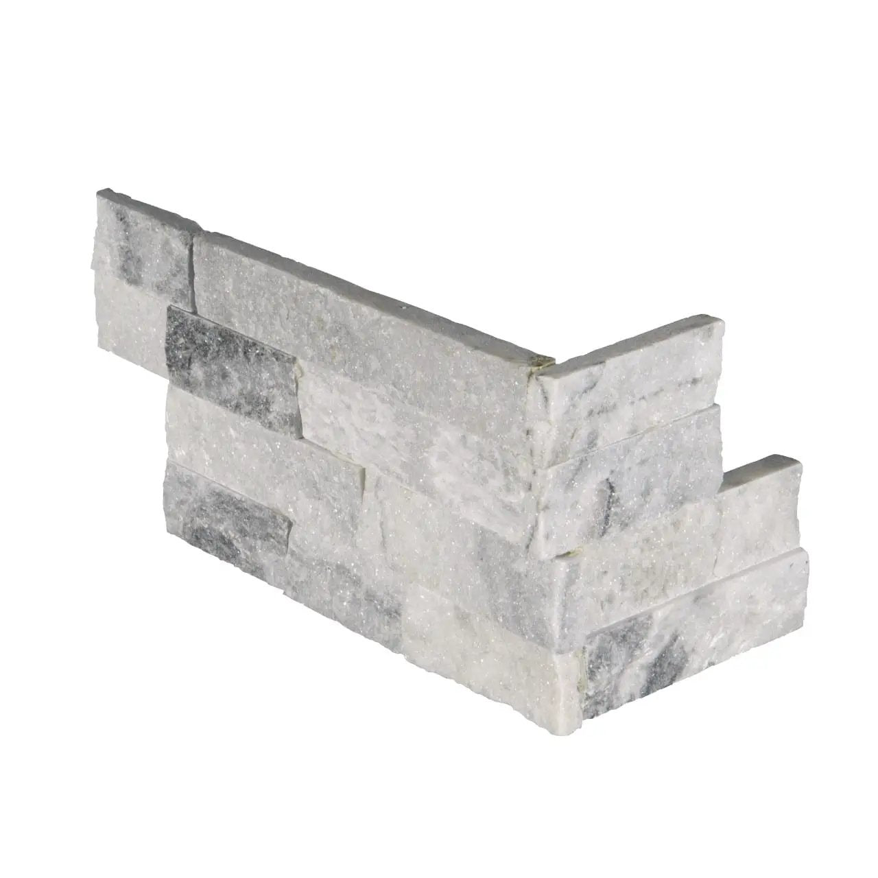 Alaska Gray Split Face Corner Marble Pavers 6x12 close up