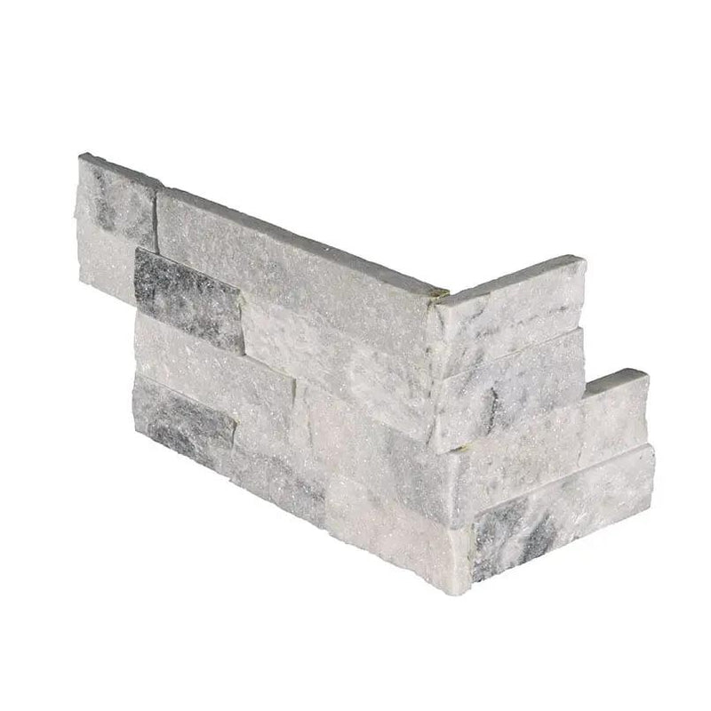 Alaska Gray Split Face Corner Marble Pavers 6x12 close up