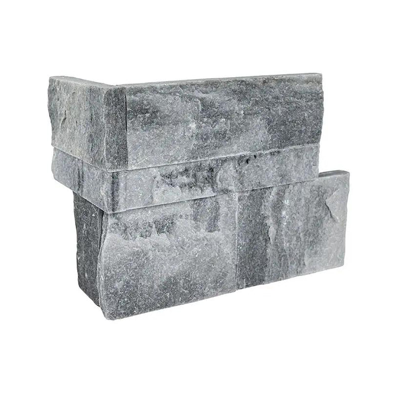 Alaska Gray Xl Split Face Corner Marble Pavers 9x12 close up