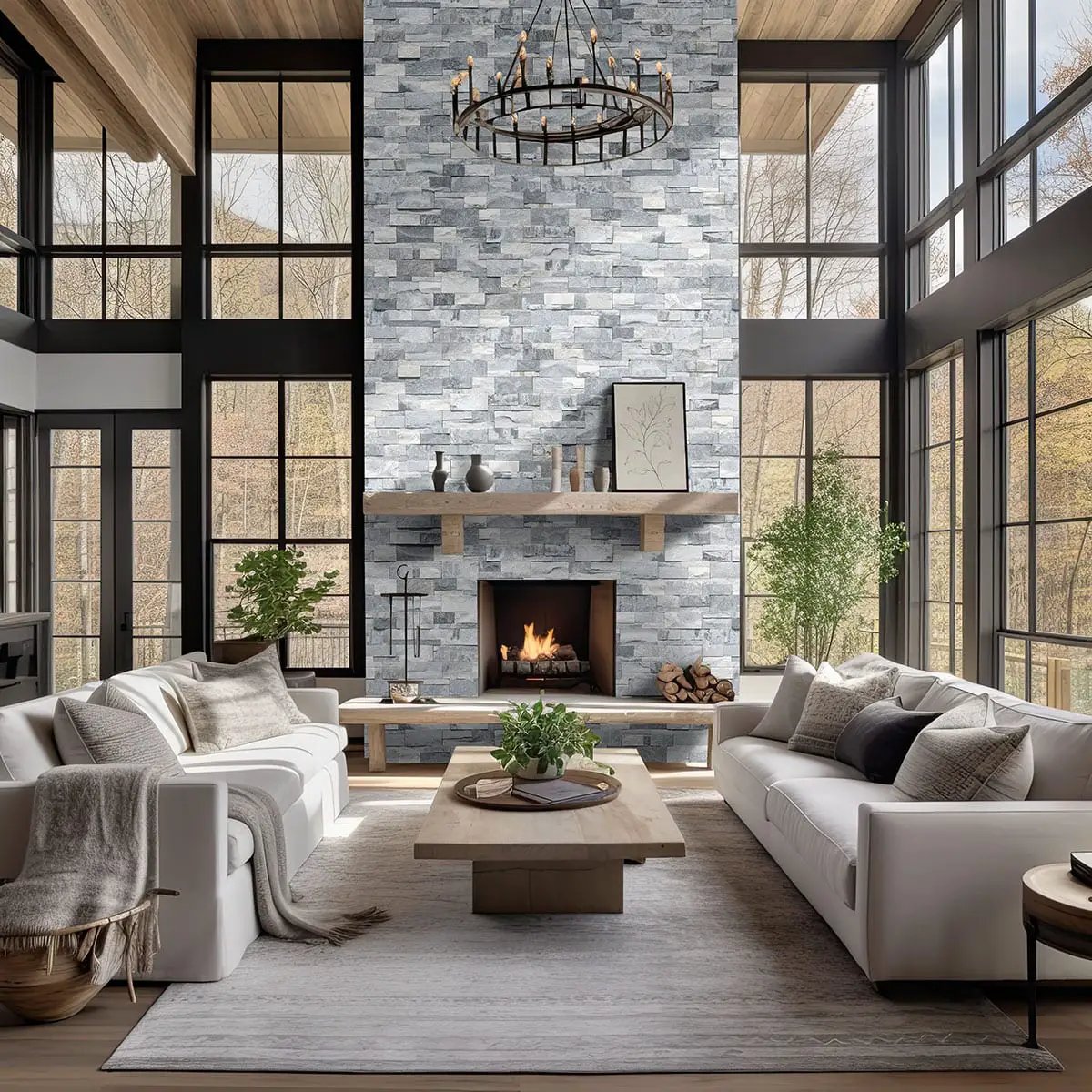 Alaska Gray Xl Split Face Corner Marble Pavers 9x12 in a finished room