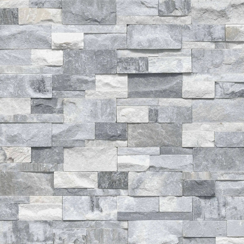 Alaska Gray Xl Split Face Marble Pavers 9x24 close up