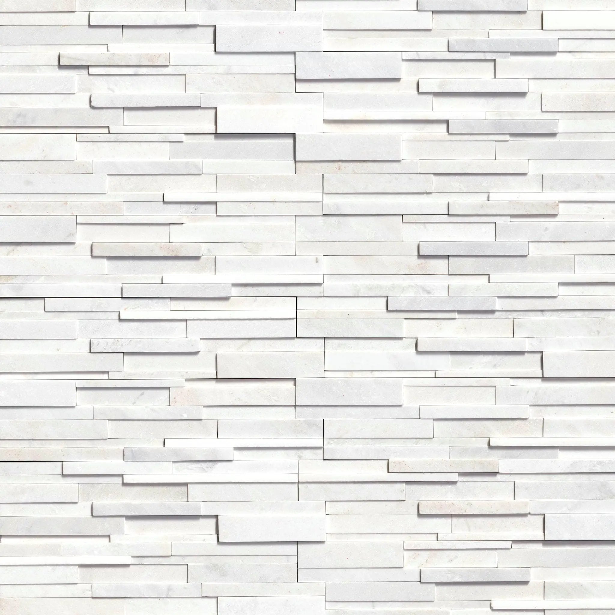Arctic White 3d Honed Marble Pavers 6x24 close up