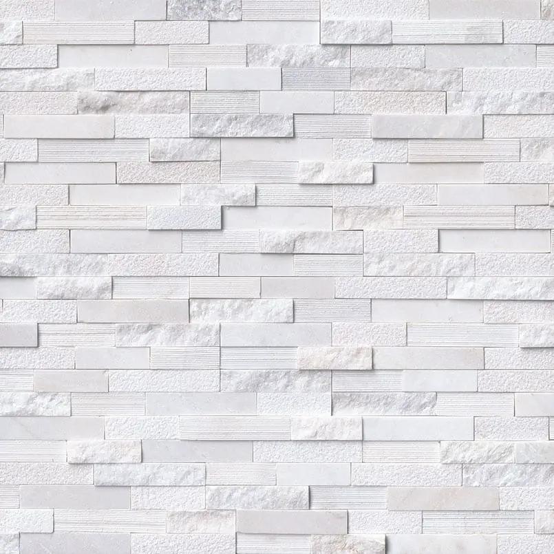 Arctic White Multi Finish Split Face Marble Pavers 6x24 close up