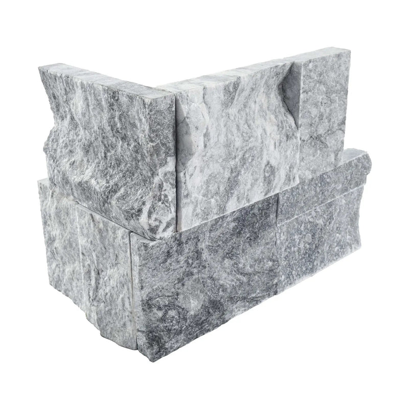Atlantic Blue Split Face Corner Marble Pavers 9x12 close up