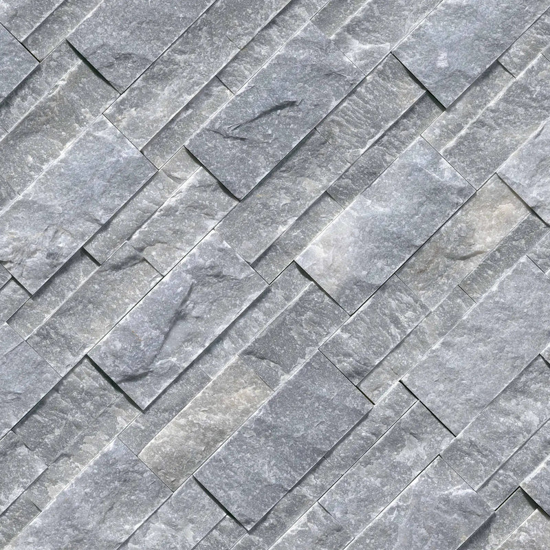 Atlantic Blue Split Face Marble Pavers 9x24 angled view