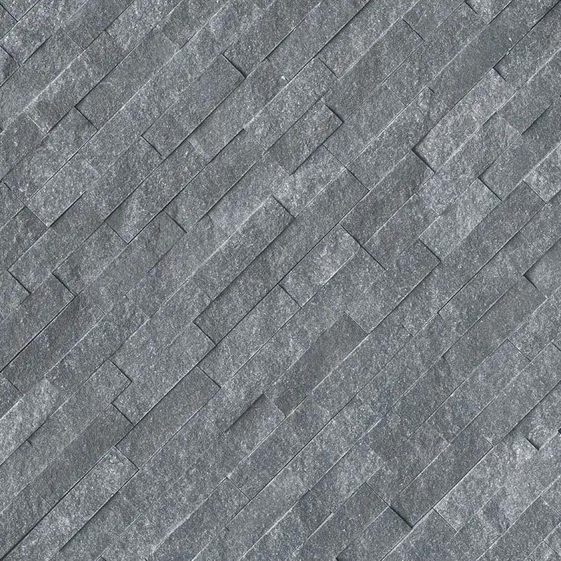 Cosmic Black Split Face Marble Pavers 6x18 angled view