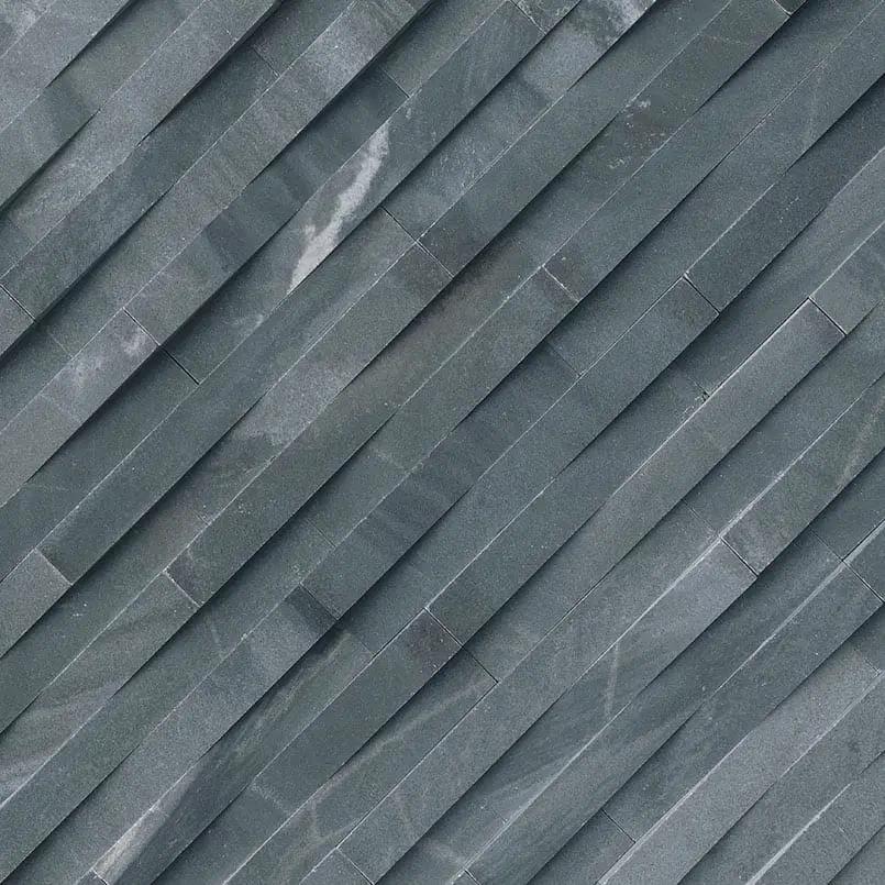 Cosmic Black 3d Wave Split Face Marble Pavers 6x18 angled view