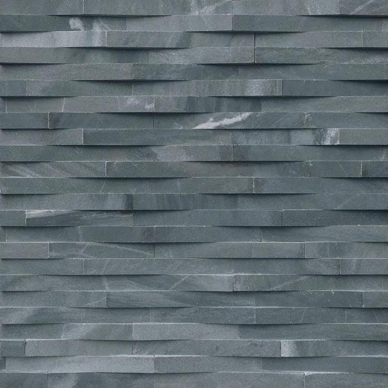 Cosmic Black 3d Wave Honed Marble Pavers 6x24 close up