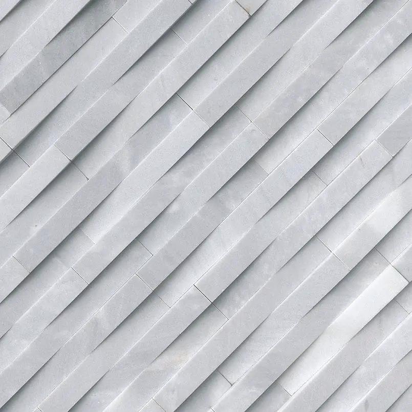 Cosmic Gray 3d Wave Split Face Marble Pavers 6x18 angled view