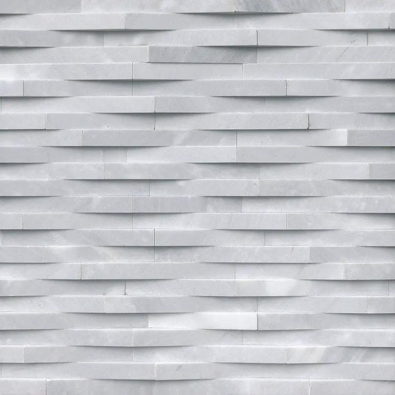 Cosmic Gray 3d Wave Split Face Marble Pavers 6x24 close up
