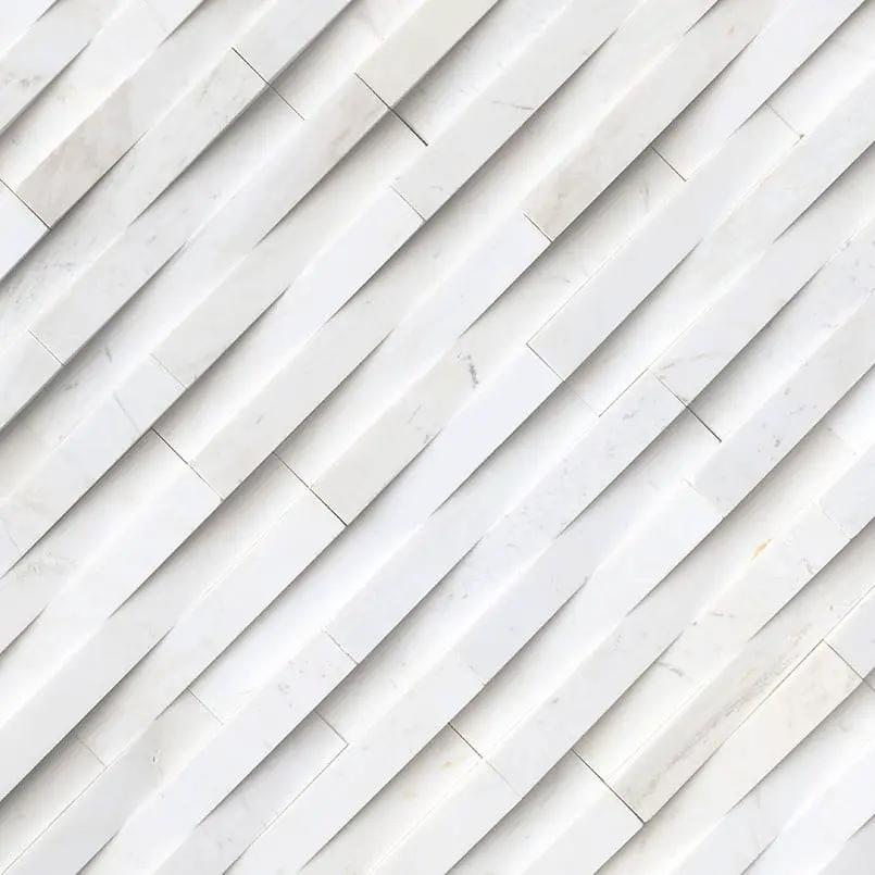 Cosmic White 3d Wave Split Face Marble Pavers 6x24 by MSI Surfaces