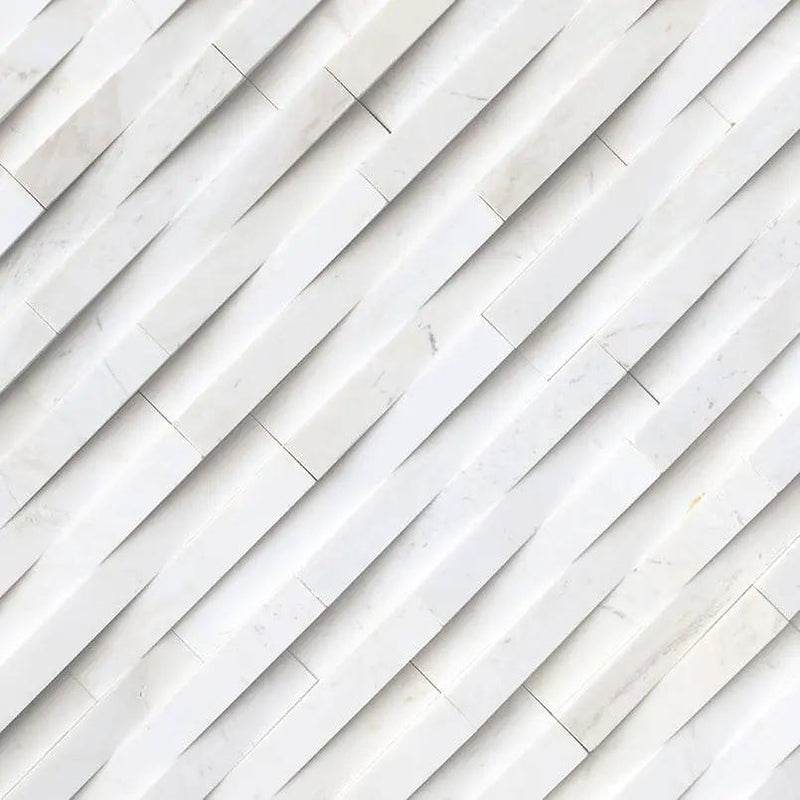 Cosmic White 3d Wave Split Face Marble Pavers 6x24 by MSI Surfaces