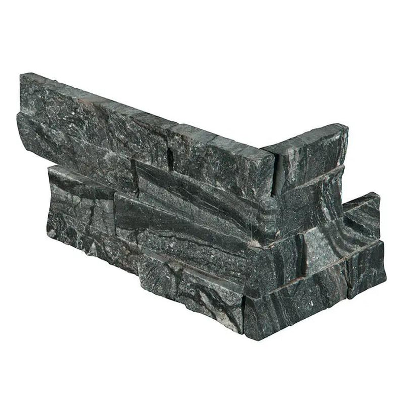 Glacial Black Split Face Corner Marble Pavers 6x12 close up
