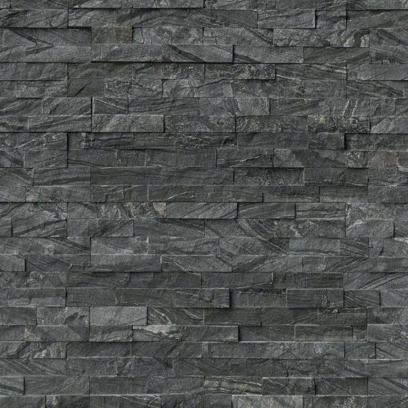 Glacial Black Split Face Marble Pavers 6x24 close up