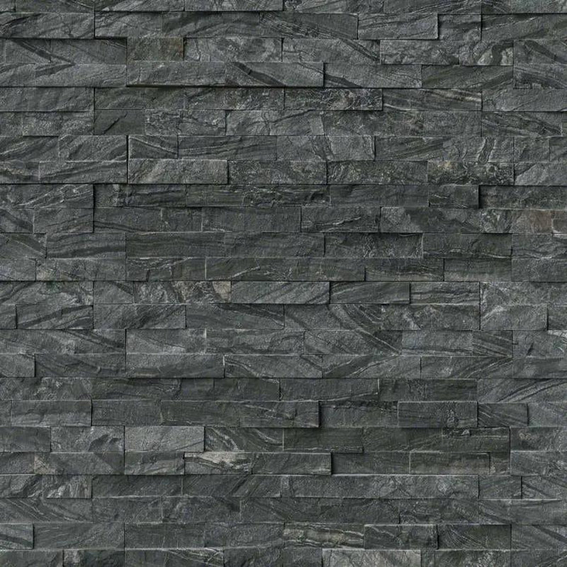 Glacial Black Split Face Marble Pavers 6x24 close up