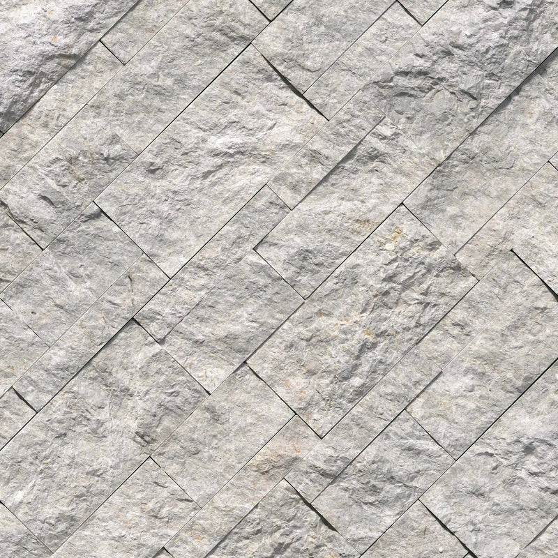 Laguna Gray Split Face Marble Pavers 9x18 angled view