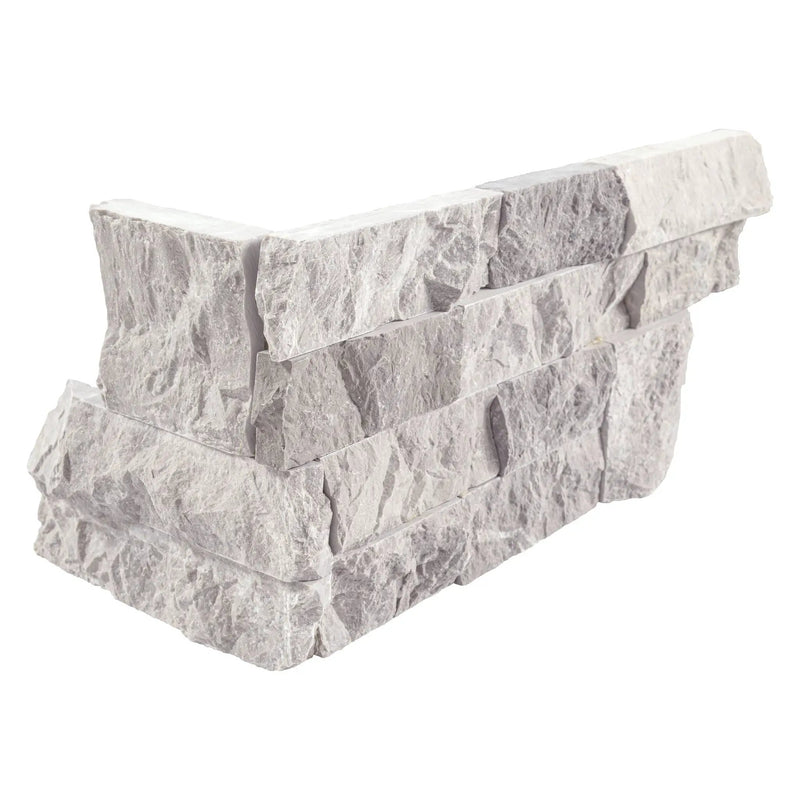 Luna Gray Split Face Corner Marble Pavers 6x18 close up