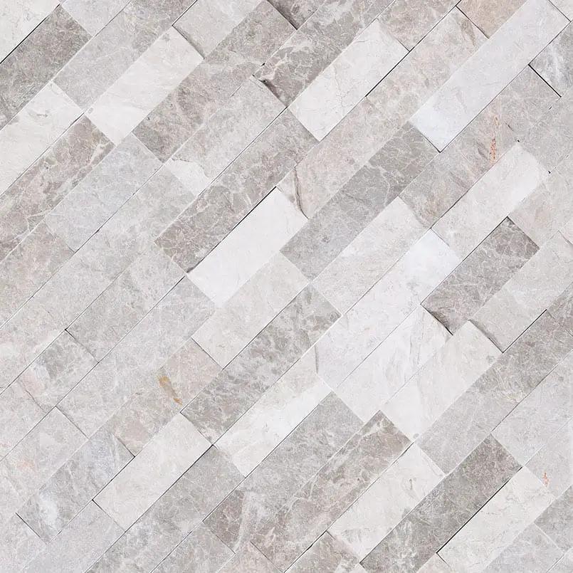 Luna Gray Split Face Corner Marble Pavers 6x18 angled view